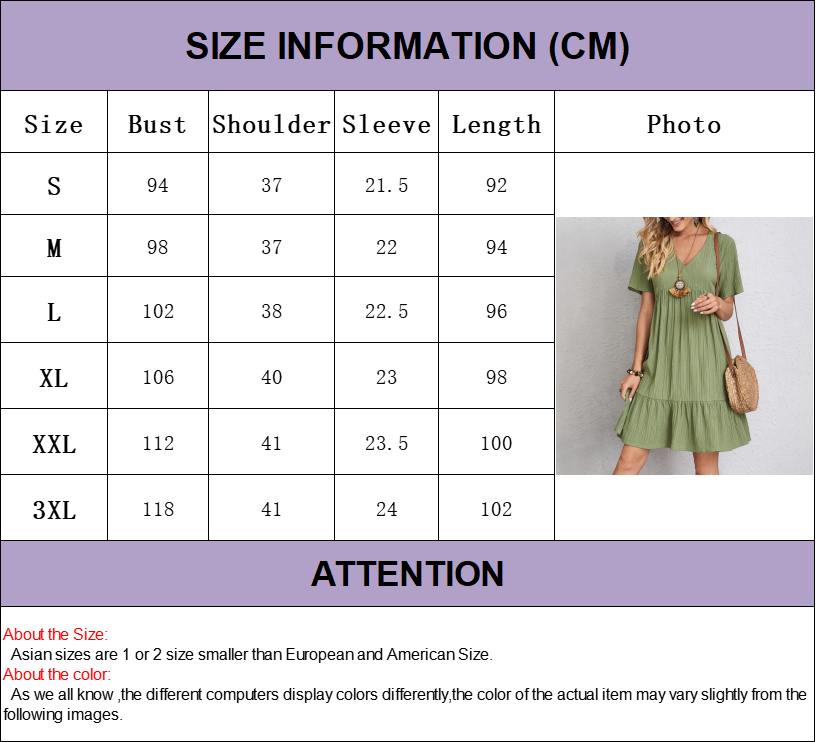 Summer Solid Dress Women Casual Bohemian V Neck Short Sleeve Ruffles Loose A Line Mini Dress Elegant Beach Party Vestidos Street