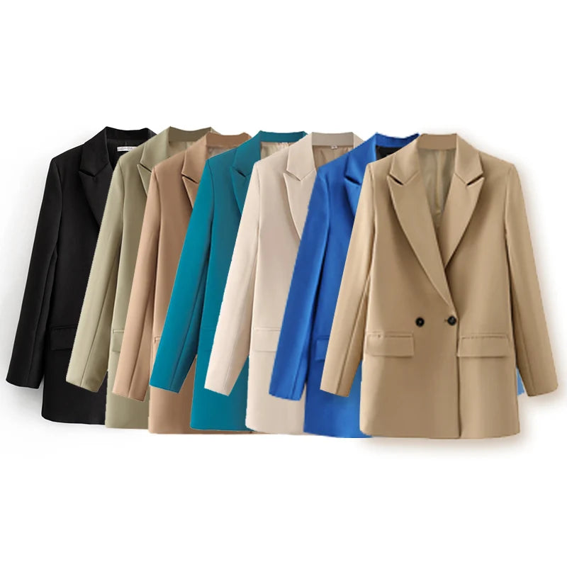 Blazer Woman Black Beige Khaki Blue Green Gray Women coat Fashion Office Wear Women's Blazers Jacket Outerwears 2024