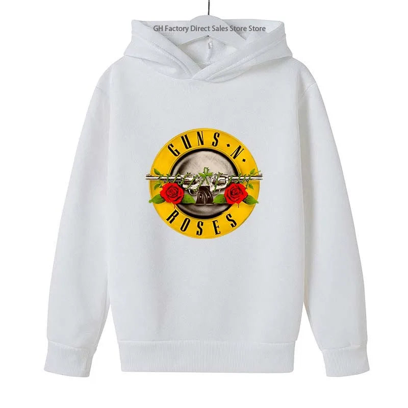 Kids Famous Rock Band Print Spring Autumn Leisure Hooded Sweatshirts 2-13 Years Boys Girls Casual Outfits Children Top Clothes