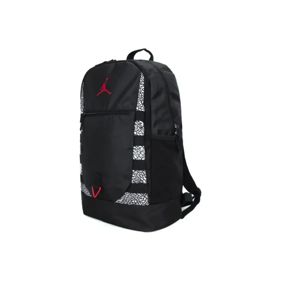 Original Air Jordan Backpack "Red Black Cement" School Laptop Zipper Bag Unisex Casual Large-capacity Size JD2233003G3-001