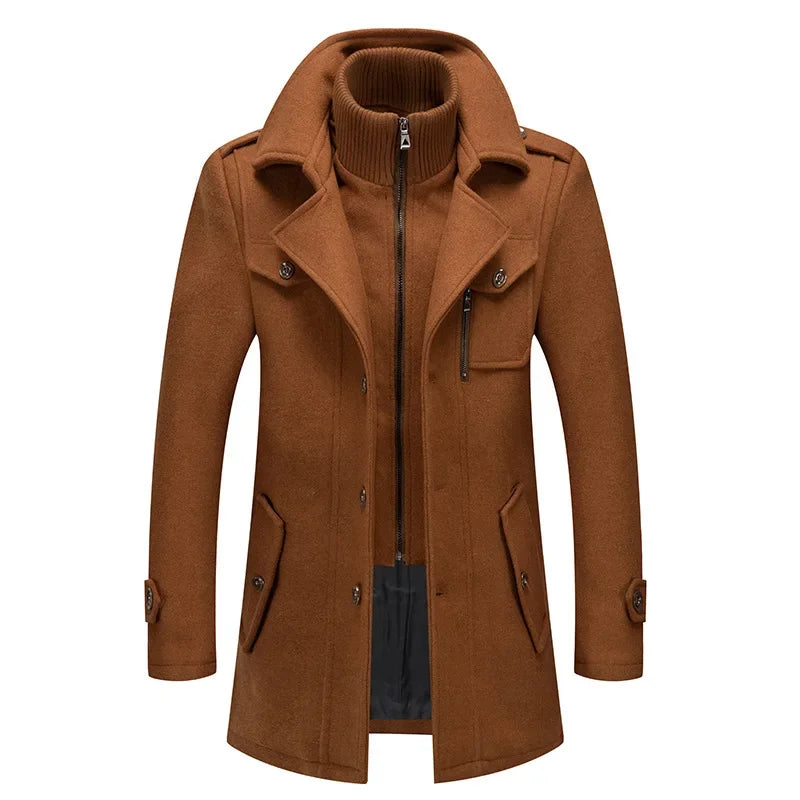 Men's Autumn/winter Business Woolen Overcoat Fashionable Double Collar Anti-cold Nestle Jacket Cross-border Woolen Overcoat