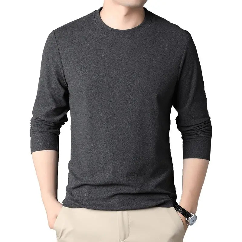 Luxury Oversized Men's T-Shirt for Fall and Winter Fashion Long Sleeve Casual Wear Solid Basic Shirt Plus Size T-Shirt